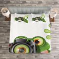 thumbnail image 3 of Ambesonne Frog Quilted Bedspread Set 3 Pcs, Funny Animal with Camera, King Size, White Black, 3 of 3