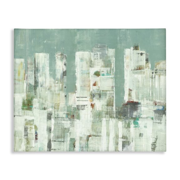 Stupell Industries Industrial Cityscape Abstract Shapes White Green Canvas Art, 20 x 16, by Lisa Ridgers