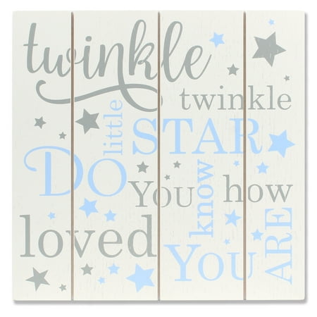 Duke Blue Devils Engraved Wood - 9x9 Distressed White and Blue Wood Panel Sign - Twinkle Twinkle