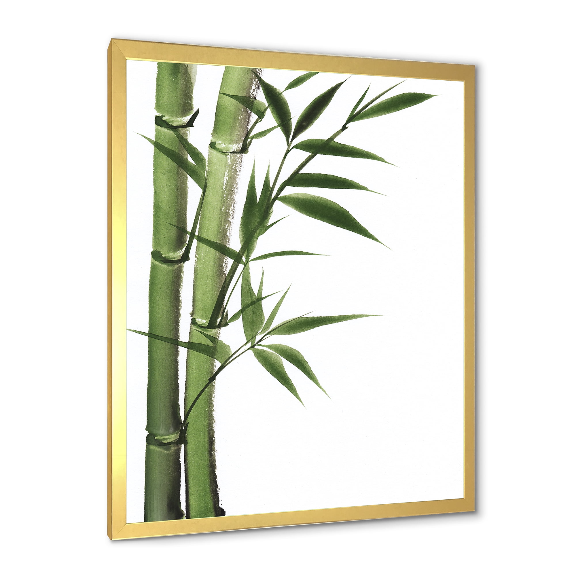 Designart 'Detail of Dark Green Bamboo and Leaves I' Traditional Framed Art Print