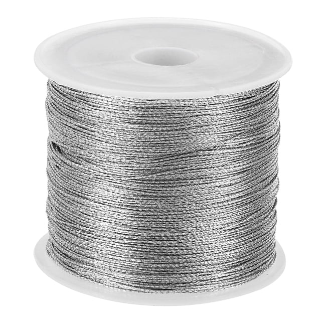 Uxcell Cordón Metálico de 100m/109yardas, 1 Rollo de 0.3mm de Diámetro, Plateado
