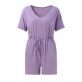 thumbnail image 7 of Baqcunre One Piece Jumpsuit,V Neck Loose Short Sleeve Jumpsuits Elastic Waist Outfits with Pockets,Pants for Women Womens Jumpsuit Jumpsuits for Women Womens Clothes White 3XL, 7 of 7