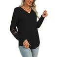 thumbnail image 5 of TEMOFON Long Sleeve Womens Tops Dressy Casual Blouses for Women V Neck T Shirts Clothes Sweatshirts Pullover Shirts Lightweight Fall Tunic Tops, 5 of 8