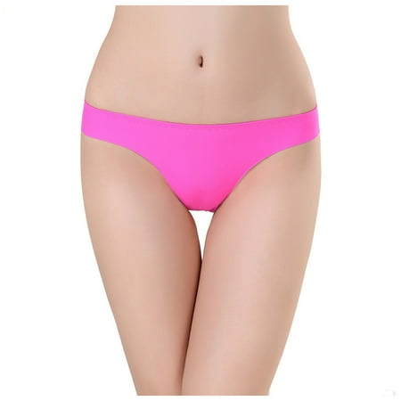 

BIZIZA Womens Thongs Breathable T Back Seamless Ice Silk Panties Sexy Deep Red One Size