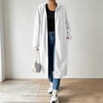 thumbnail image 2 of Perfectbot Women's Full Zip Maxi Length Hooded Sweatshirt Coat, Oversized Drop Shoulder Long Hoodie Duster Jacket, 2 of 3