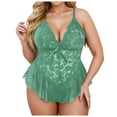 thumbnail image 1 of VBARHMQRT Shapewear Underwear Plus Size Lace Jumpsuit Underwear Deep V Pajamas 3466, 1 of 4