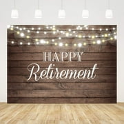 Happy Retirement Backdrop Shinning Lights and Wooden Photo Background Retirement Party Decorations Retirement Party Supplies for Men Women Lights Congrats Retirement Photo Booth Props