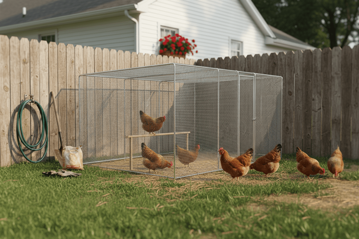 Chicken Coop, 9.8x6.5x6.5FT Chicken Run Pen for Yard