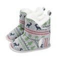 thumbnail image 2 of Christmas Snowflake Print Baby Girls Boys Soft Booties Snow Boots Toddler Warming Shoes, 2 of 8