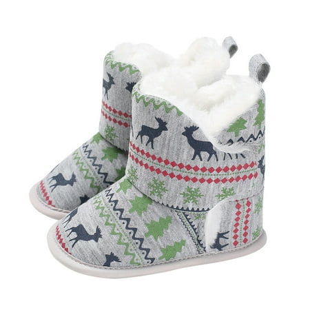 

Christmas Snowflake Print Baby Girls Boys Soft Booties Snow Boots Toddler Warming Shoes