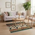thumbnail image 3 of ODIKA 4'x6' Washable Area Rug Witchy Moth Boho Aesthetic Mystical Symmetrical Stripes Border for Dorm Room, Small Living Stain Resistant Low Profile, Easy Care, 3 of 7