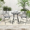thumbnail image 2 of Costway 3pcs Patio Bistro Set Mosaic Pattern Heavy-Duty Metal Dining Folding Outdoor, 2 of 10