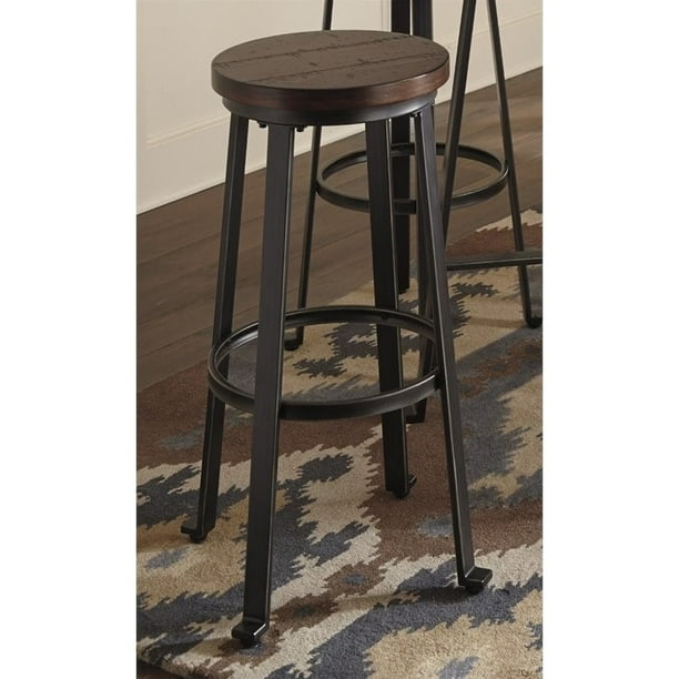 Ashley Challiman 30" Modern Industrial Bar Stool in Rustic Brown