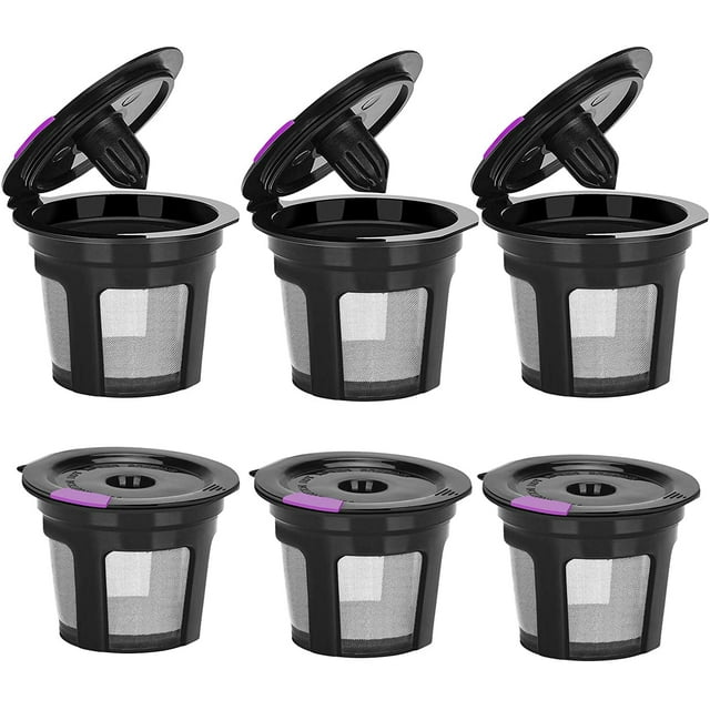 Amdohai Lot de 6 Tasses K Réutilisables pour Keurig, Filtre à Café K Réutilisable, Tasse K Rechargeable Simple pour Keurig 2.0 1.0 Sans BPA