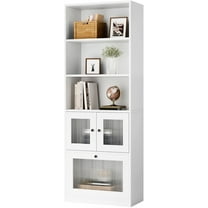 Bookshef and Bookcases Floor Standing,5 tier White Bookshelf with Door and Drawers,70" Tall Bookcase with Cube Storage Cabinet for Home Office Study Room Hallway ﻿