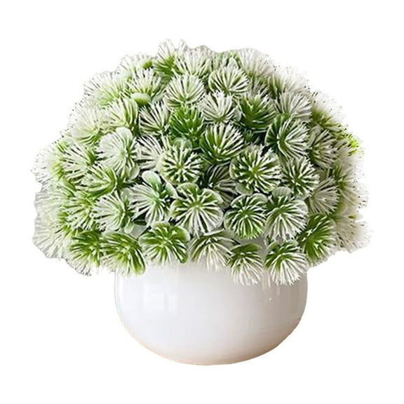 Small Artificial Plants in White Round Pot for Living Room Countertops Windowsills Desktop Decoration 5.12 in x 5.12 in x 5.91 in