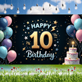 thumbnail image 6 of Yatrandify Colorful Balloons Birthday Banner Decorative Stars Cake Design Party Backdrop Happy 10th Birthday for Kids Celebration Indoor Decoration Photo Shoot, 6 of 7