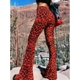 thumbnail image 4 of Flare Yoga Pants for Women - Soft High Waist Bootcut Leggings Tall & Long Leopard Flared Pants Red Leopard XL, 4 of 9