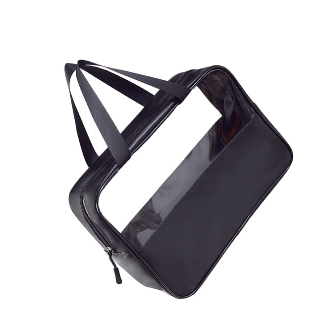 Vogacara Bolsa de almacenamiento de artículos de tocador de viaje portátil de gran capacidad transparente y visible para un fácil acceso Bolsas de maquillaje negro talla grande