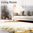 thumbnail image 2 of ODIKA 4'x6' Machine Washable Non-Slip Area Rug, Elegant Watercolor Floral Round with Beige and Gold Hues High Traffic Rug, Beige, 54946, 2 of 7