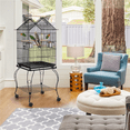 thumbnail image 2 of Yaheetech 57''H Open Top Metal Parrot Cage Rolling Birdcage with Perches, Black, 2 of 11