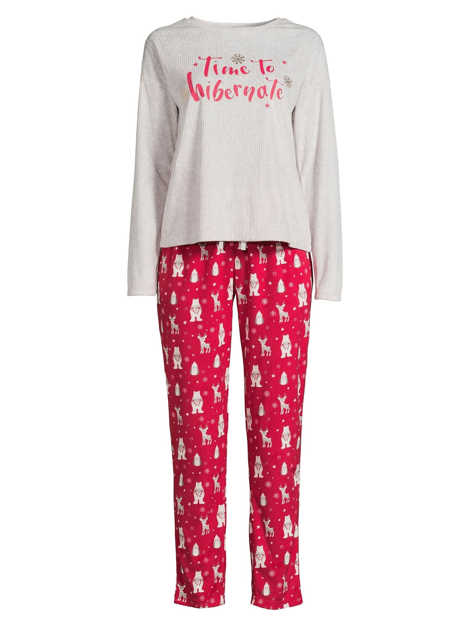 Be Yourself Women's and Women's Plus Size Sleep Top and Pants Pajama Set, 2-Piece