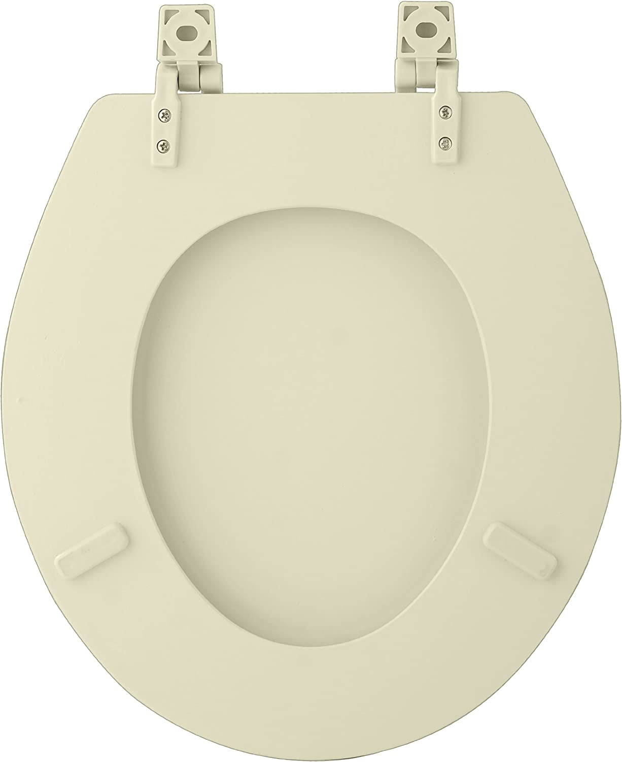 Hard Standard Wood Toilet Seat, 17 Inch Standard Round - Fits All Standard Size Fixtures - Easy to Install, Bone (Not Slow Close)