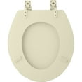 thumbnail image 2 of Hard Standard Wood Toilet Seat, 17 Inch Standard Round - Fits All Standard Size Fixtures - Easy to Install, Bone (Not Slow Close), 2 of 2