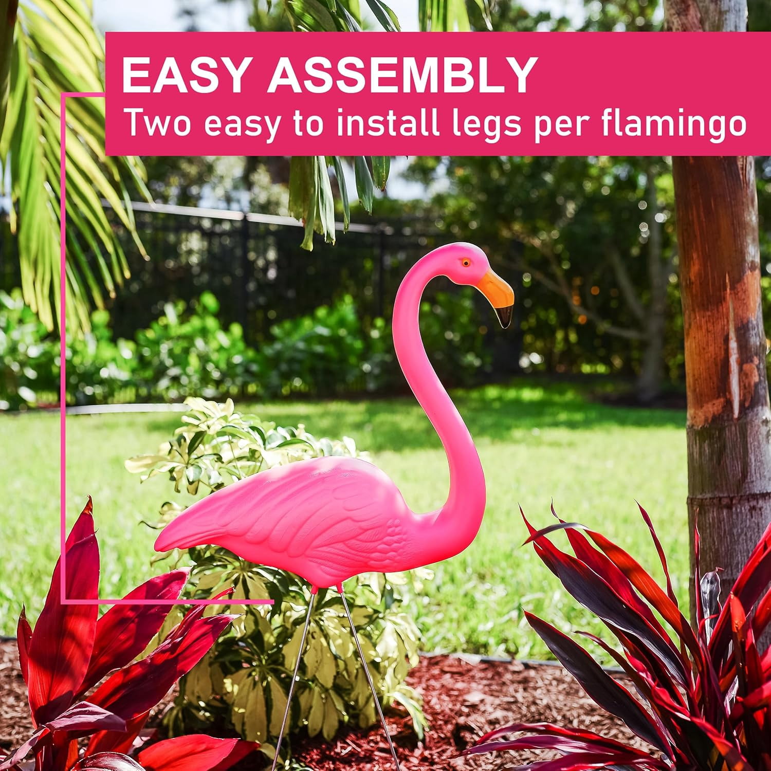 Galashield Pink Flamingo Yard Decorations Pack of 2 Flamingo Decor Ornaments for Outdoor Lawn and Garden