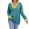 thumbnail image 3 of Sudadera Holgada Informal de Larga con Cuello Redondo y Bloques de Color para Mujer Verde XL, 3 of 9