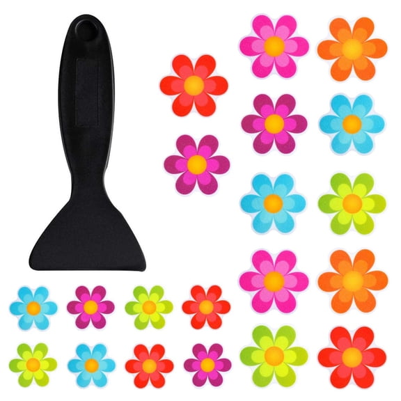 MUNDIDO 20 PCS Original Non Slip Bathtub Stickers, Shower Floor Non Slip Stickers Bright Flowers Appliques with Premium Scraper