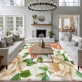 thumbnail image 3 of 6'x9' Area Rugs, Pink White Peony Indoor Outdoor Area Rug for Living Room Bedroom, Pastoral Spring Botanical Flowers Washable Bathroom Rugs Kitchen Floor Carpet Mats Home Decor Aesthetic, 3 of 8