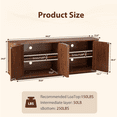 thumbnail image 2 of UZUGUL 4-Door Fluted TV Stand, Walnut, Handle-less Design, Wave Groove Panel, Adjustable Shelf, 2 of 8
