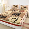 thumbnail image 4 of Castle Fairy Animal Bear Deer Queen Sheets 4 Pieces,Rutic Jungle Wildlife Queen Sheet Sets,Tan Cream Maroon,1 Fitted Sheet, 1 Flat Sheet and 2 Pillowcases, 4 of 6
