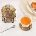 thumbnail image 5 of Haosy Set of 6 Drink Woven Coaster with Holder Heat Resistant Non-Slip Bar Coasters 4 Inches Squirrel and Alpaca, 5 of 7
