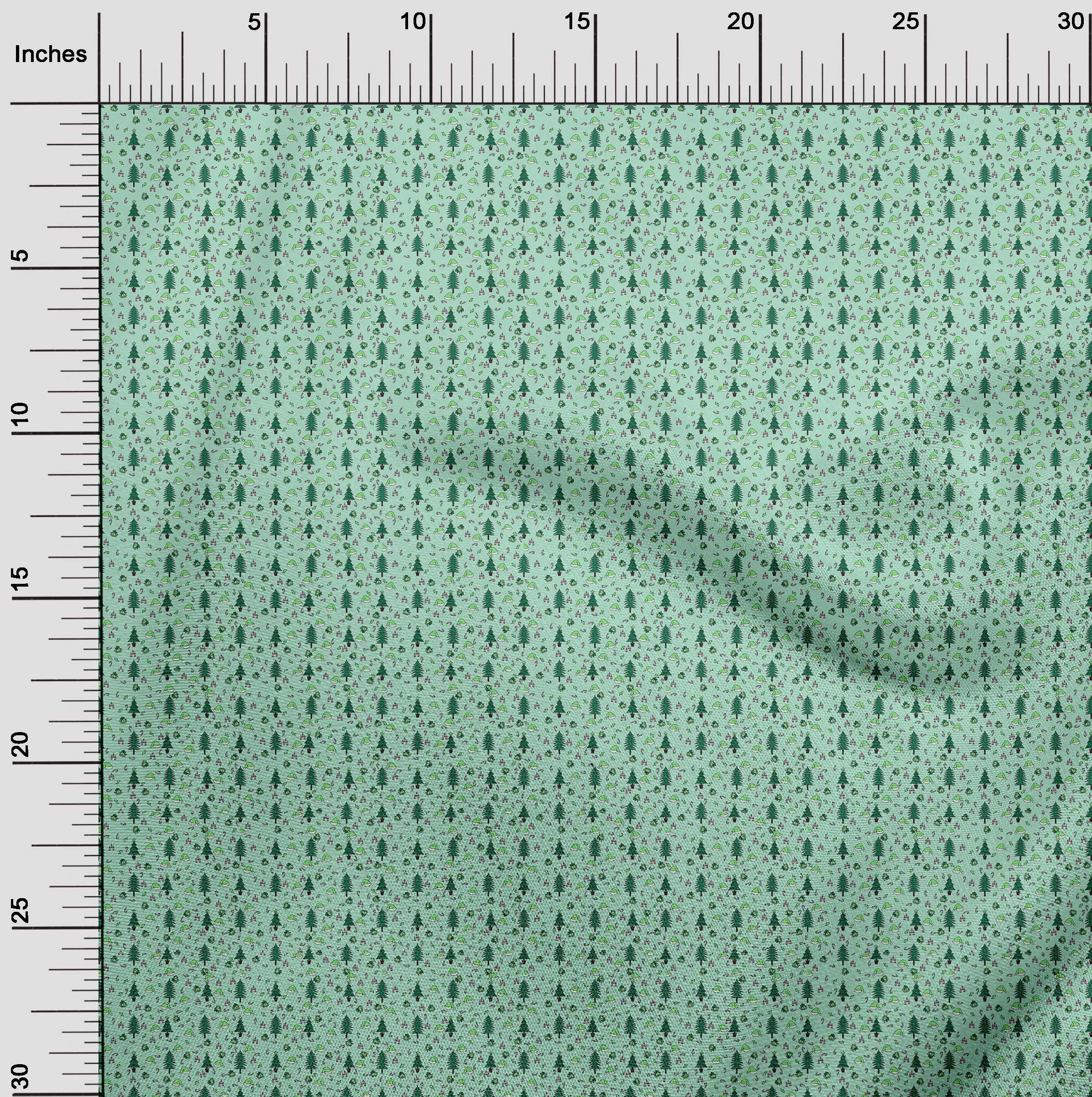 oneOone Polyester Spandex Sea Green Fabric Christmas Sewing Material Print Fabric By The Yard 56 Inch Wide