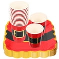 thumbnail image 1 of GOOHOCHY 1 juego de vajilla navideña con diseño navideño, vasos y platos de papel para camping y barbacoa., 1 of 8