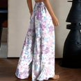 thumbnail image 7 of Floral Tiered Palazzo Pants for Women - High Waist Elastic Wide Leg Trousers, Flowy Boho Beach Bottoms for Women's Summer Vacation & Resort Wear Purple XXL, 7 of 7