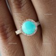 thumbnail image 2 of Round Diamond and Turquoise Helo Wedding Ring, Fine Jewelry For Chirstmas Gift for Wife, Gift for Womens, December Turquoise Birthstone Ring, Proposal Ring., 2 of 4