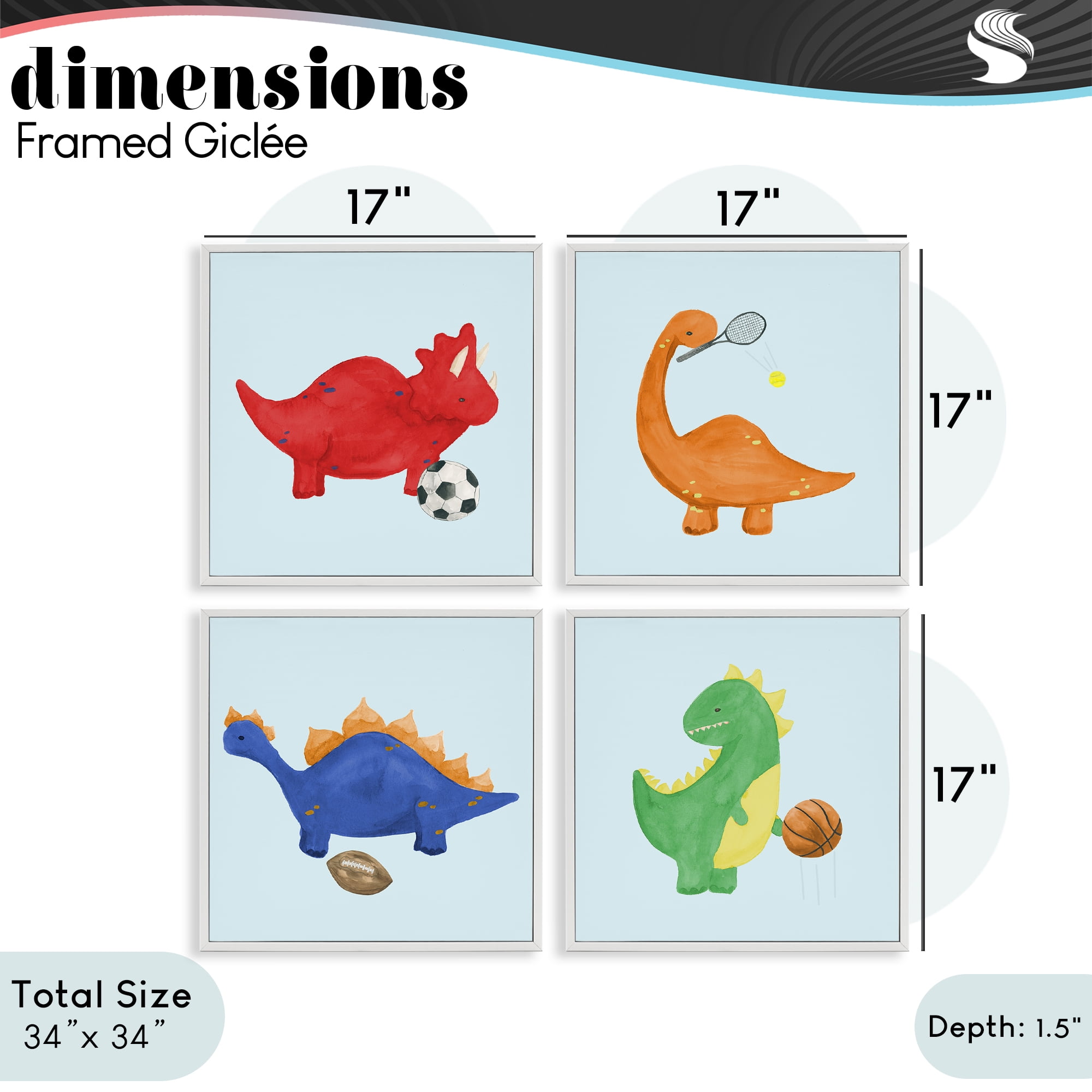 Stupell Industries Cute Animals Playing Sports 4 Piece White Framed Giclee Art Set, design by Lucille Price