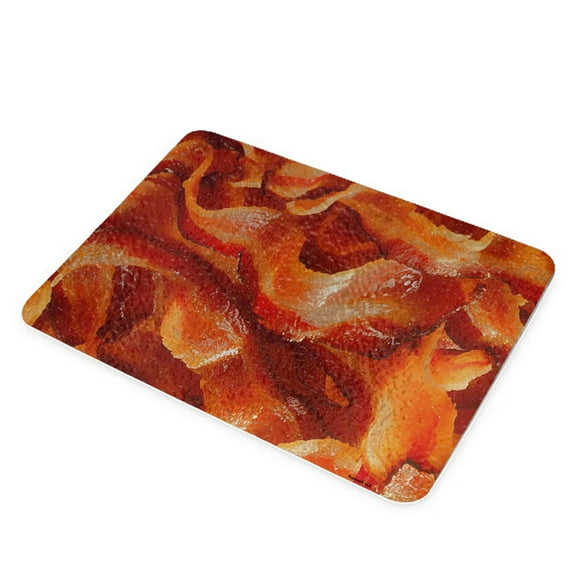 KuzmarK Glass Cheese Cutting Board 11"x7.75" - Bacon Strips