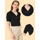 thumbnail image 2 of INSPIRE CHIC Camisa Casual Con Botones En El Frente Y Cuello Plisado Para Mujer Negro M, 2 of 4