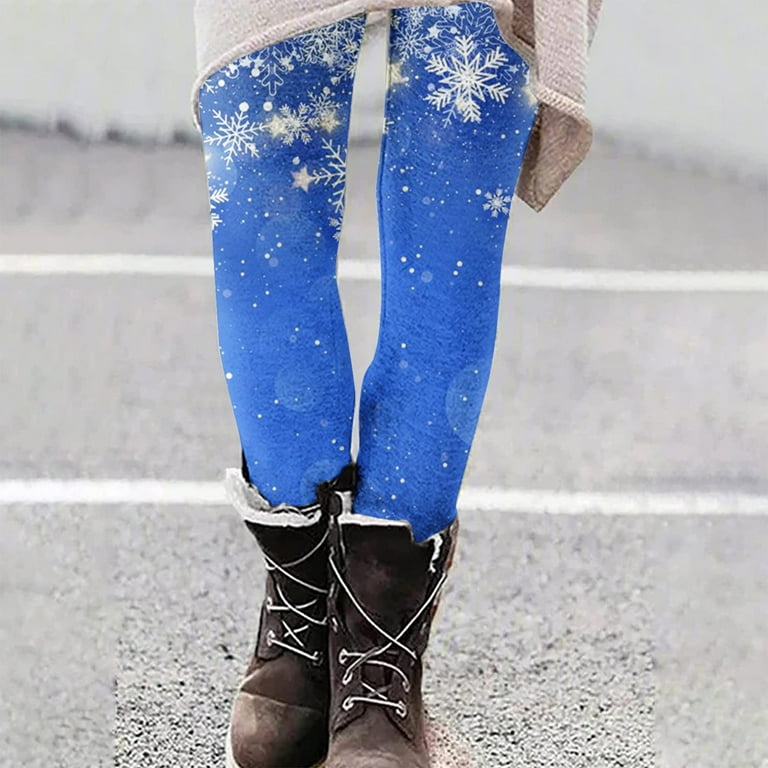 Womens Christmas Snowflake Leggings Plus Size,Christmas Leggings for Women  Soft Novelty Print Tights Tummy Control Legging,Butt Lift High Waisted