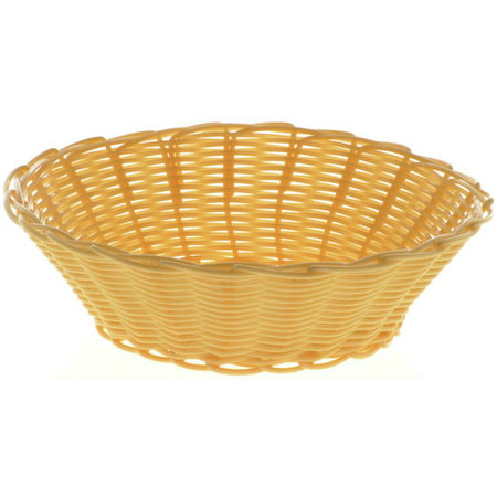 HUBERT Bread Basket Round Natural Woven Plastic - 8 1/2 Dia x 2 3/8