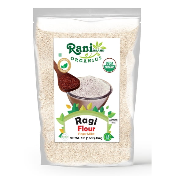 Rani Organic Ragi (Finger Millet) Flour 16oz (1lb) 454g ~ All Natural | Vegan | Gluten Friendly | NON-GMO | Indian Origin | USDA Certified Organic