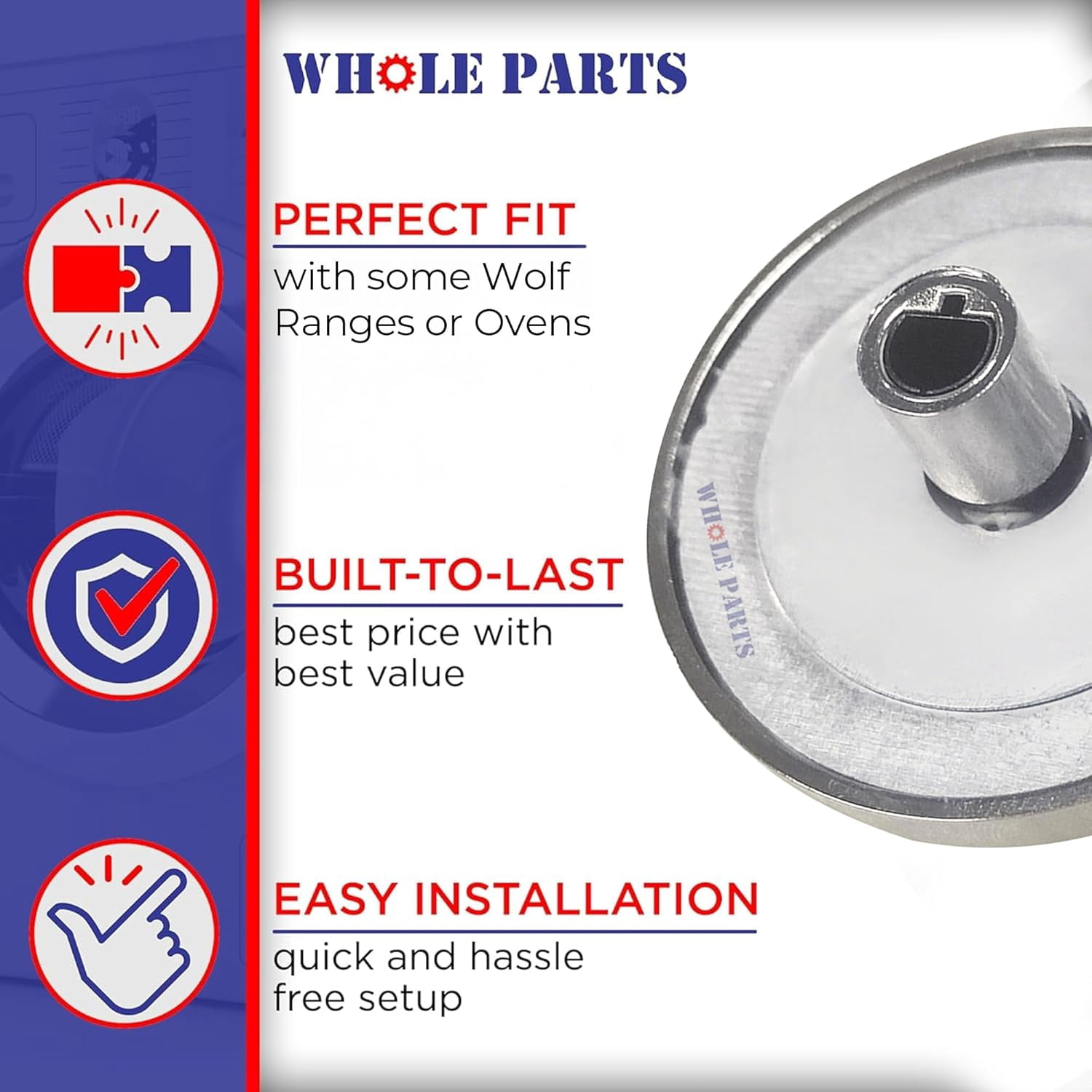 Whole Parts Range Oven Cooktop Stove Knob Part# 815536 - Replacement & Compatible with Some Wolf Ranges or Ovens