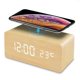 thumbnail image 1 of Reloj despertador digital de madera con carga inalámbrica, atenuador, alarma dual, modo día laborable/fin de semana, relojes LED de madera para dormitorio, mesita de noche, escritorio, niños, 1 of 5