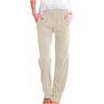thumbnail image 2 of BILIKEYU Womens Casual Cotton Linen Solid Long Trousers, Sweat Pants, Elastic Waist Jeans for Women, Wide Leg Pants Woman, 2 of 6