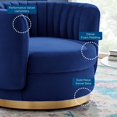 thumbnail image 3 of Armchair Swivel Accent Tufted Chair, Navy Gold, Velvet, Modern Contemporary, Living Lounge Cafe Room Hotel Lobby Hospitality, 3 of 7