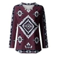 thumbnail image 4 of PNTUTB Women's Ethnic-Print V-Neck Long Sleeve Pullover Loose Fit Comfortable Casual Top, 4 of 5